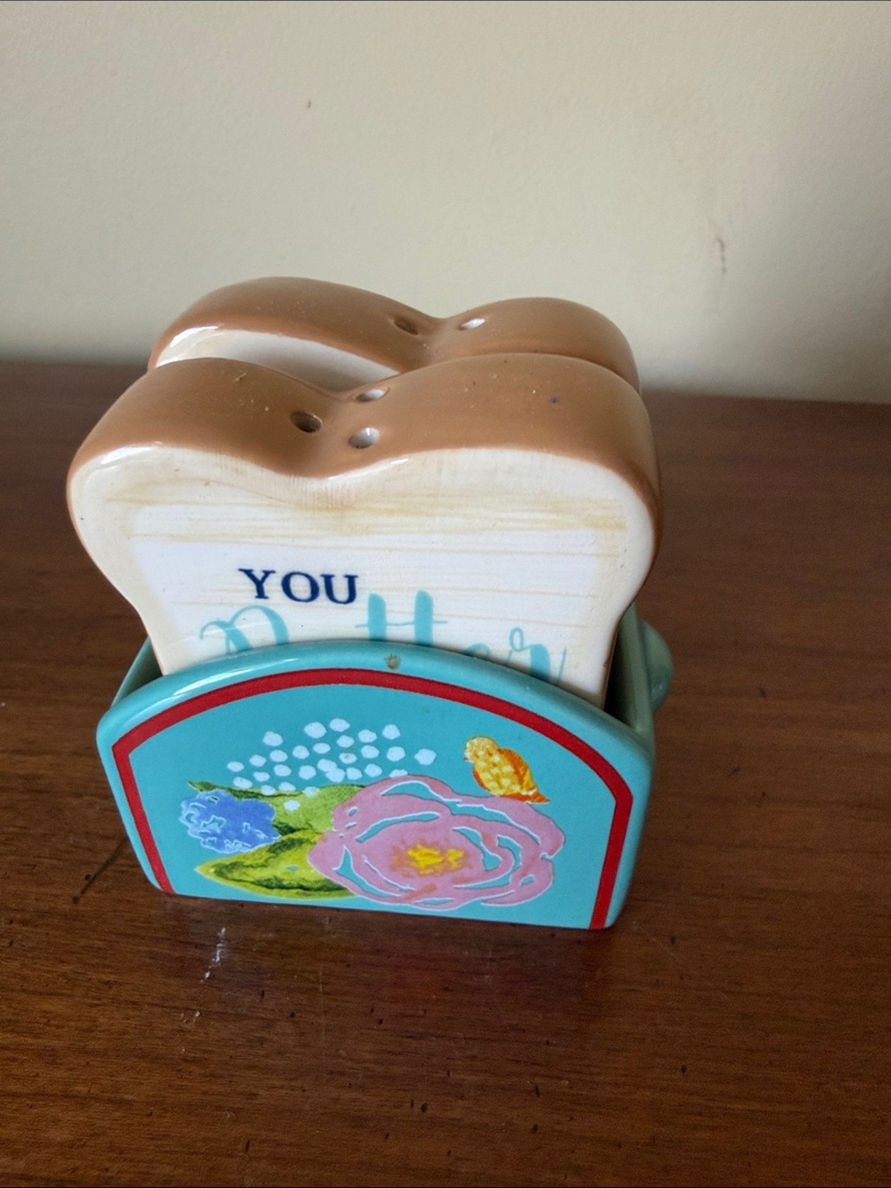 The Pioneer Woman Celia Ceramic Salt and Pepper Set inside Floral Container